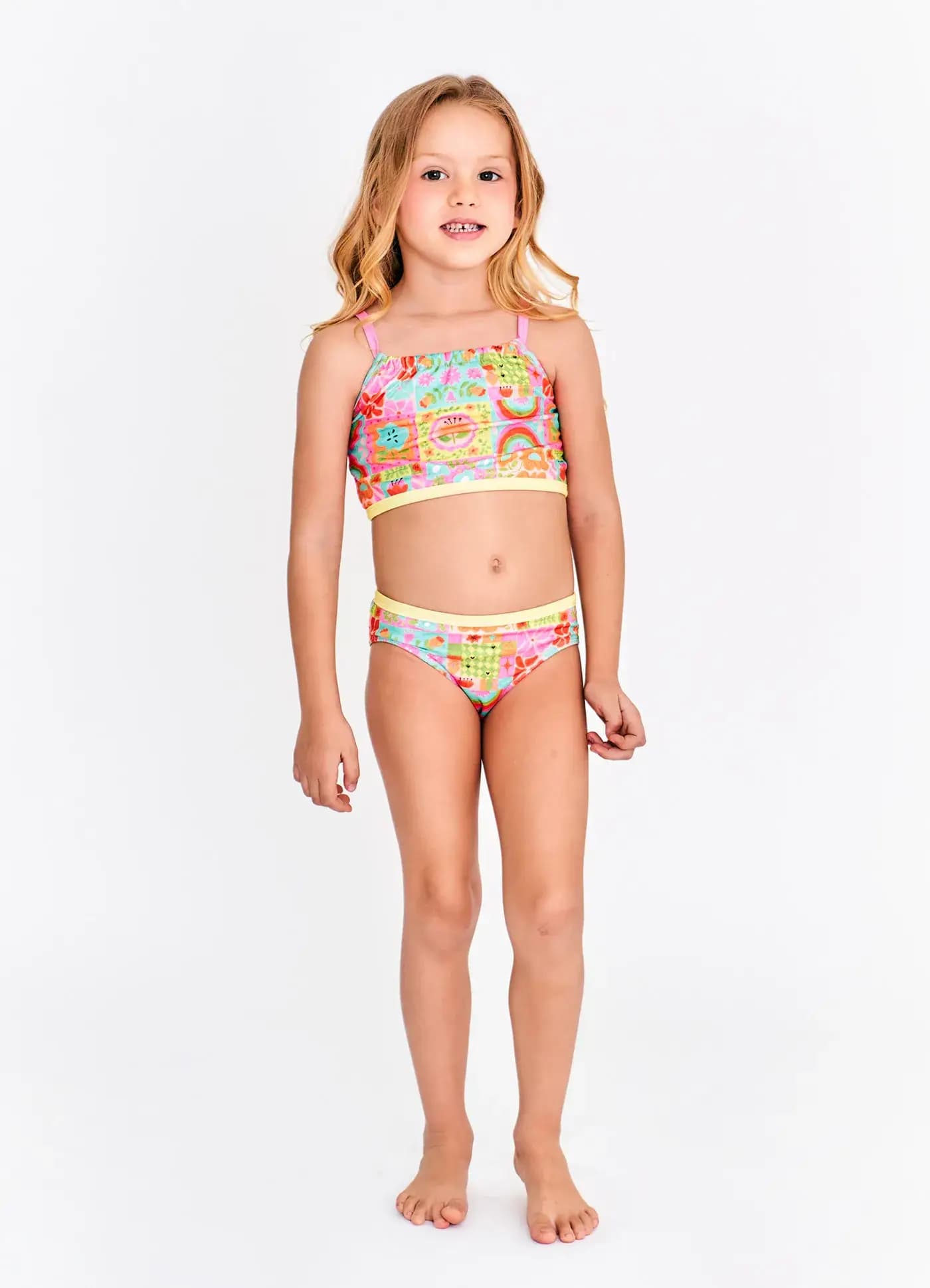 BIQUINI PATCHFLORES ROSA E VERDE M