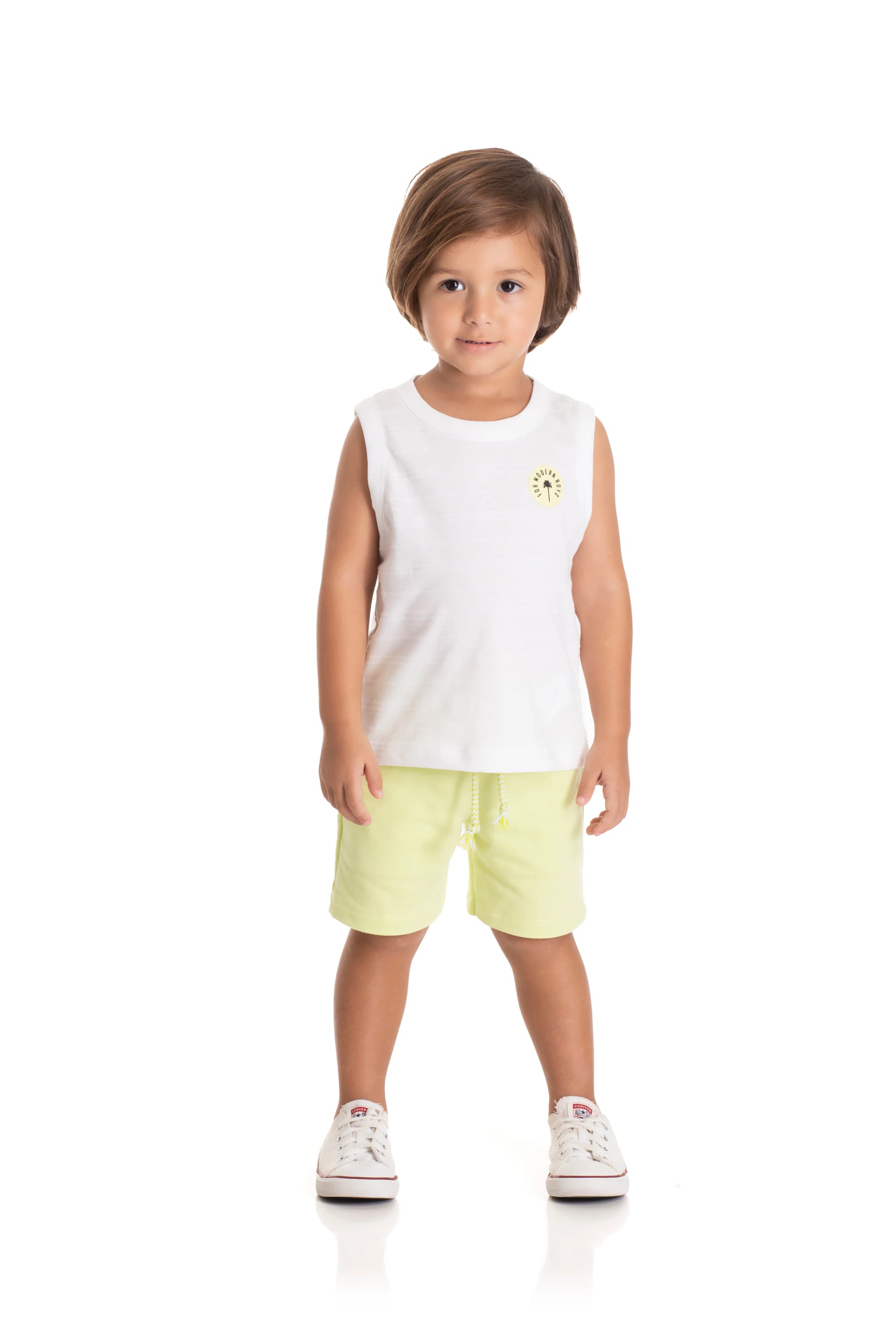 CONJ. REGATA MACHAO MEIA MALHA JACQUARD E BERMUDA MOLETOM SEM FELPA