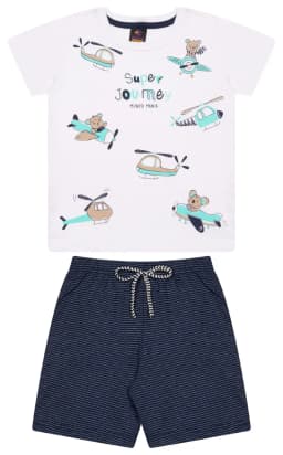 Miniatura CJ.PP CAMISETA M/M C/ REF. E BERM.MOLETINHO LISTRADO C/ CORDÃO / SORTIDA / 0 2