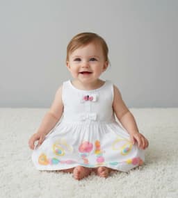 Miniatura CONJ. VESTIDO COM CALCINHA BORBOLETAS EM TECIDO DE ALGODAO COR BRANCO  1