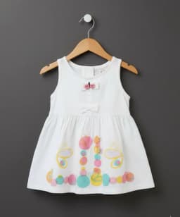 Miniatura CONJ. VESTIDO COM CALCINHA BORBOLETAS EM TECIDO DE ALGODAO COR BRANCO  2