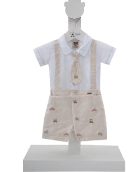 Miniatura MACACAO CURTO COM MANGA ACONCHEGO C/ GRAVATA / BEGE  2