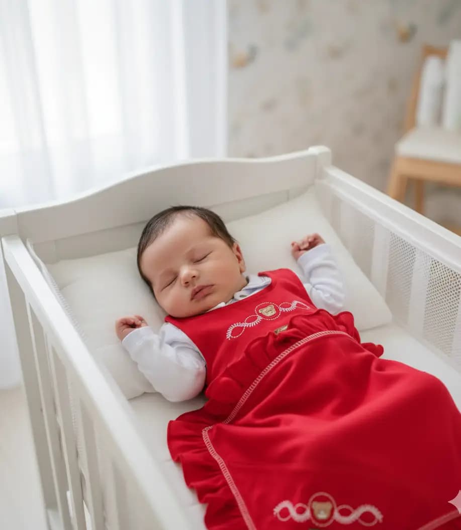 KIT MATERNIDADE COM MANTA E MACACAO ACONCHEGO VERAO / VERMELHO