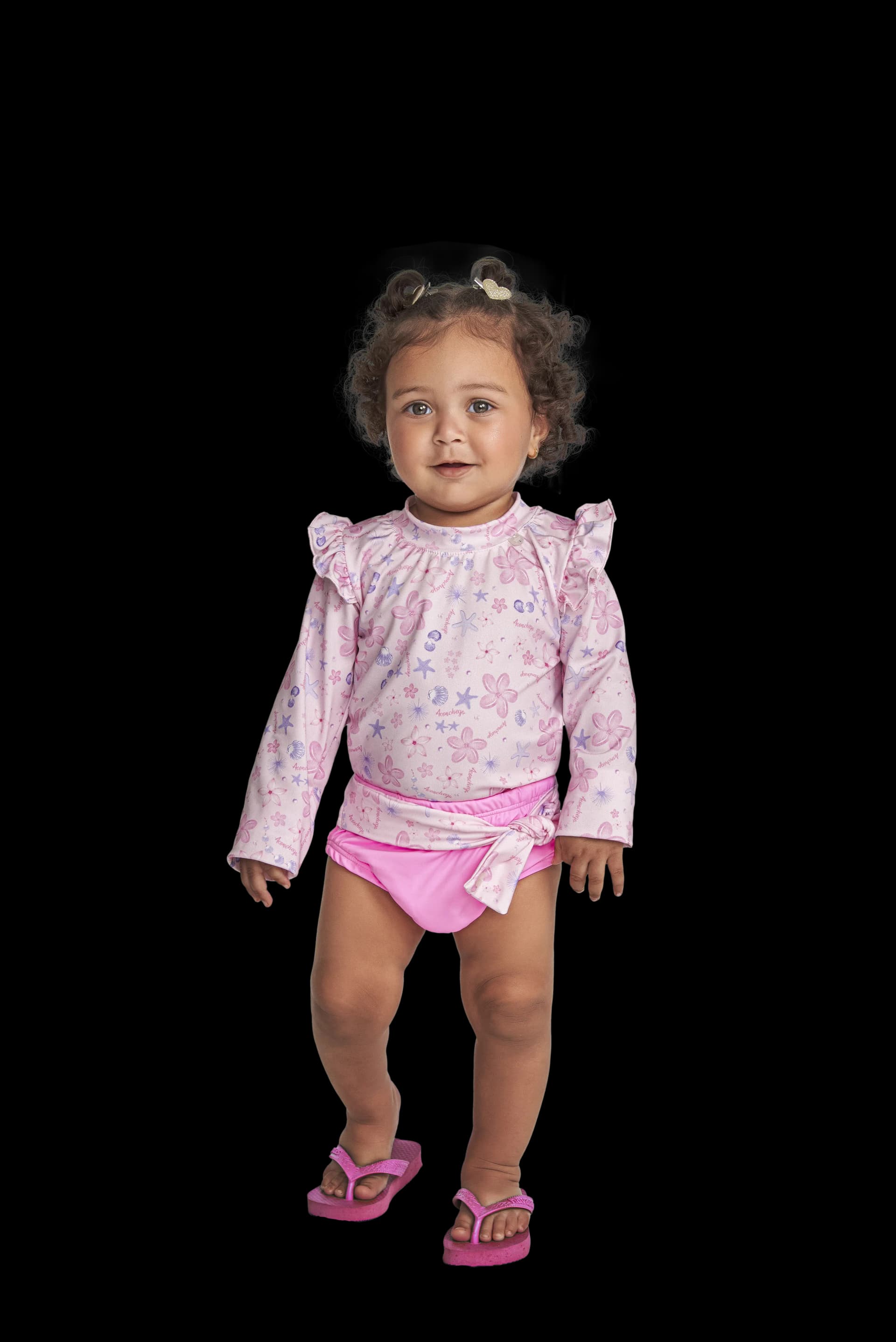 CONJUNTO MODA PRAIA ACONCHEGO FLORES DO MAR / ROSA