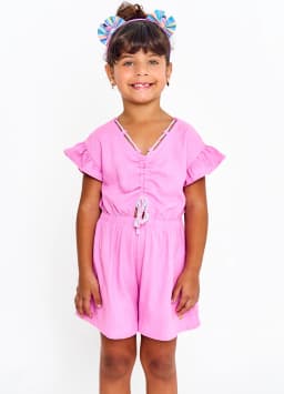 Miniatura MACAQUINHO ALPHABETO EM TECIDO DE ALGODAO NA COR ROSA 1