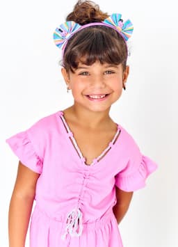 Miniatura MACAQUINHO ALPHABETO EM TECIDO DE ALGODAO NA COR ROSA 2