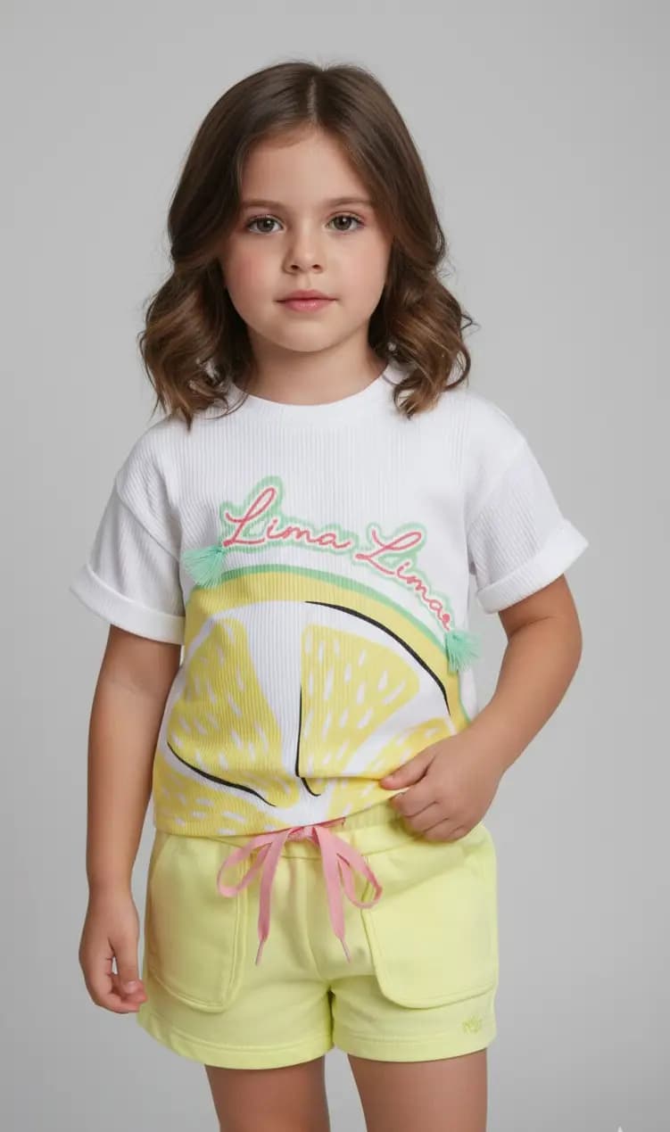 CONJ BLUSA+SHORT MONSUCRE ESTAMPADO/AMARELO 