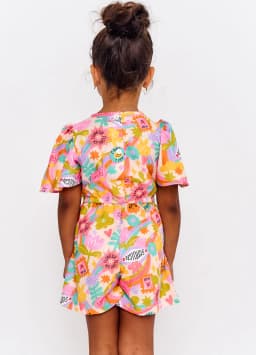 Miniatura CONJ BATA E SHORT ALPHABETO ESTAMPADO EM ROSA E OFF WHITE  2